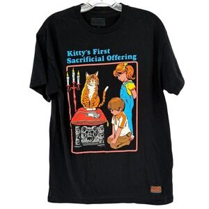 Steven Rhodes T-Shirt Black Kitty's First Sacrificial Offering 100% Cotton M